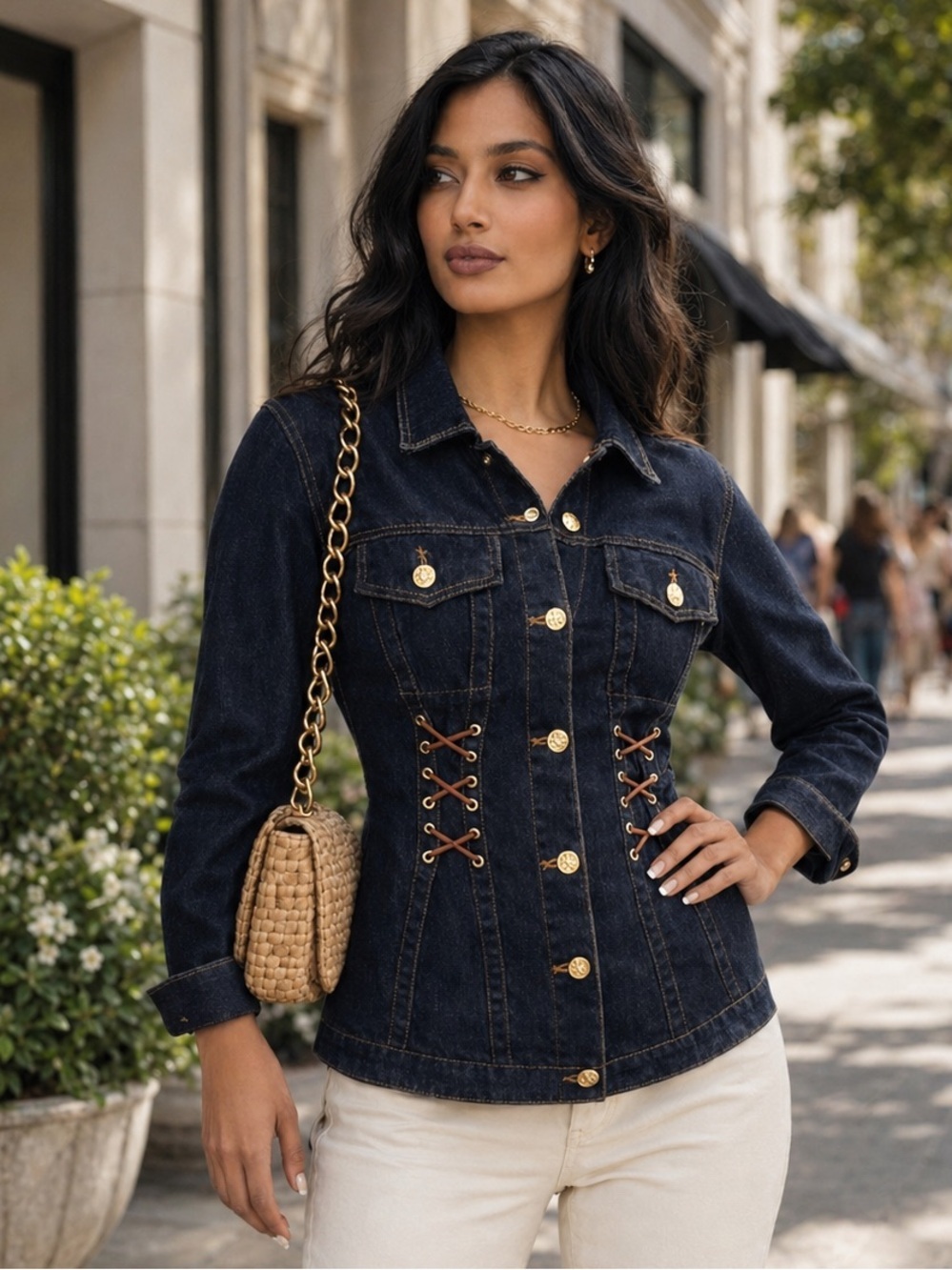 NWT Anthropologie Corset Jacket in Dark Denim, XXS / XS